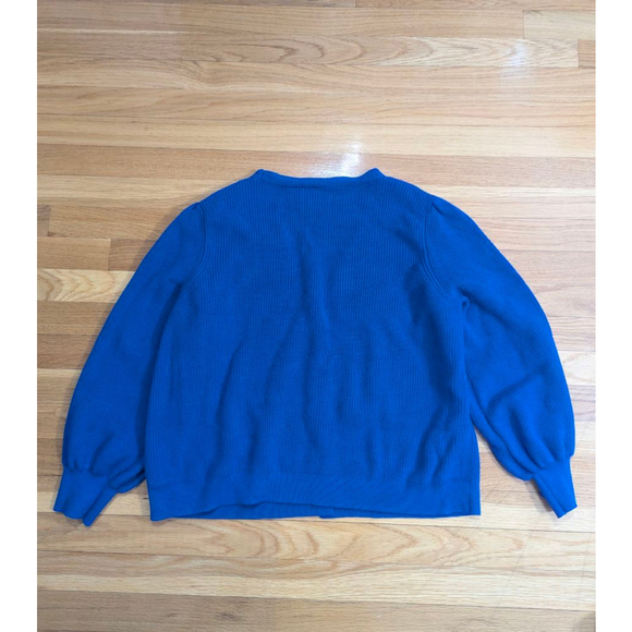 Talbots Textured Knit Puff Sleeve Cardigan Sweater Plus Size 2X Blue - Picture 3 of 11